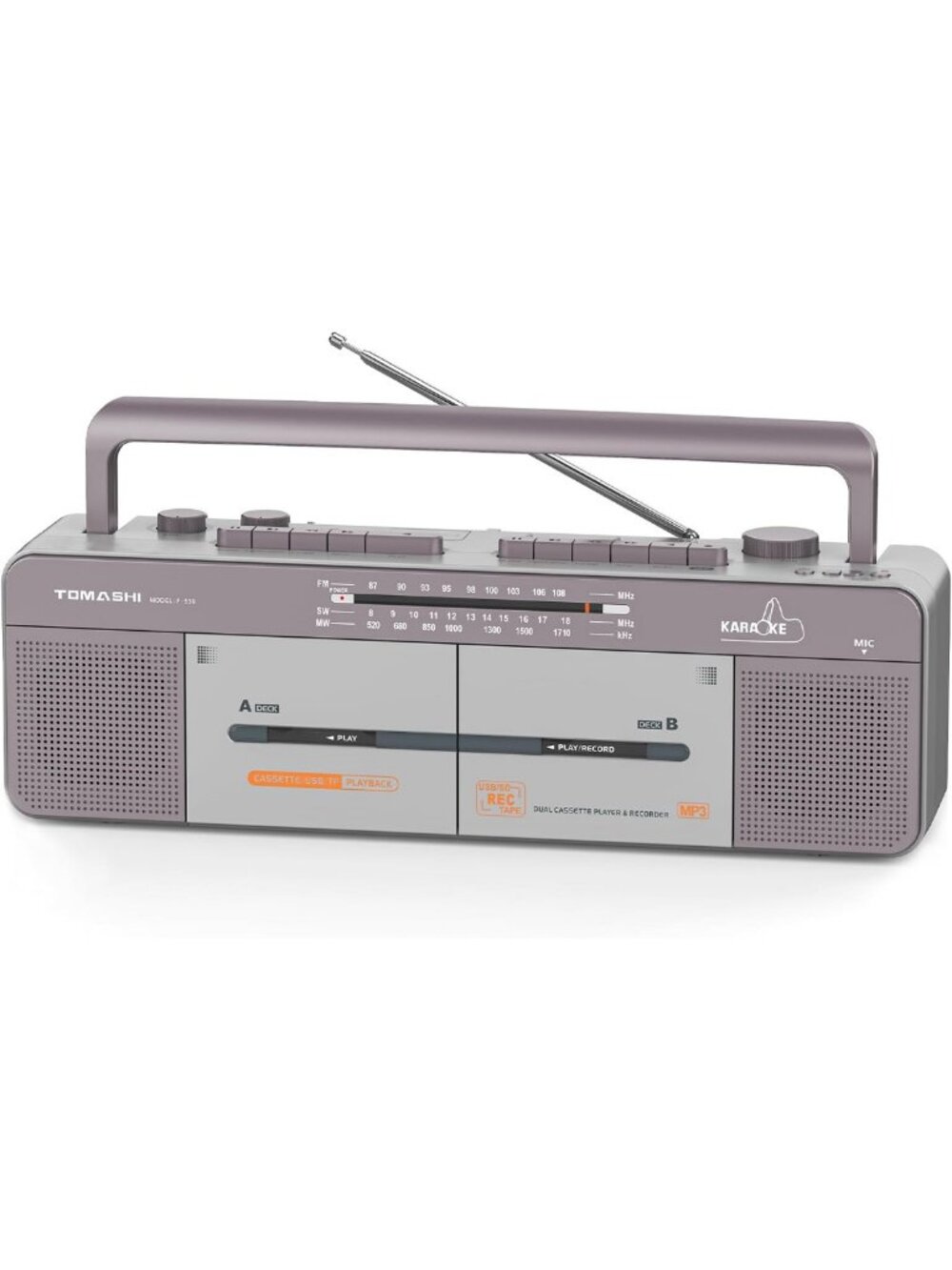 Vintage Cassette Tape Player with Stereo Sound, Dual Decks, Radio & USB Playback
